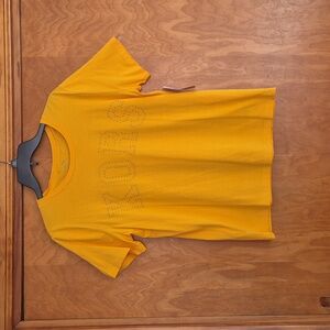 MICHAEL Michael Kors Women’s Yellow Tee with Gold Studded Logo,  size M